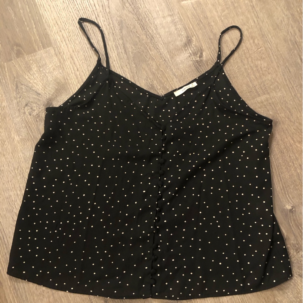 Timing Black Polka Dot Spaghetti Strap Top